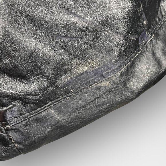 Sears black leather Thinsulate-lined moto / bomber jacket size 42 - Picture 12 of 15